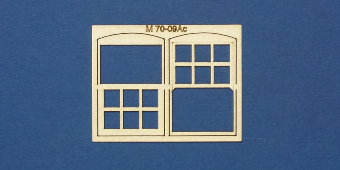 M 70-09Ac O gauge residential window with sash type 3 - arched header Residential style window with sash type 3 modified to fit an arched header style window.